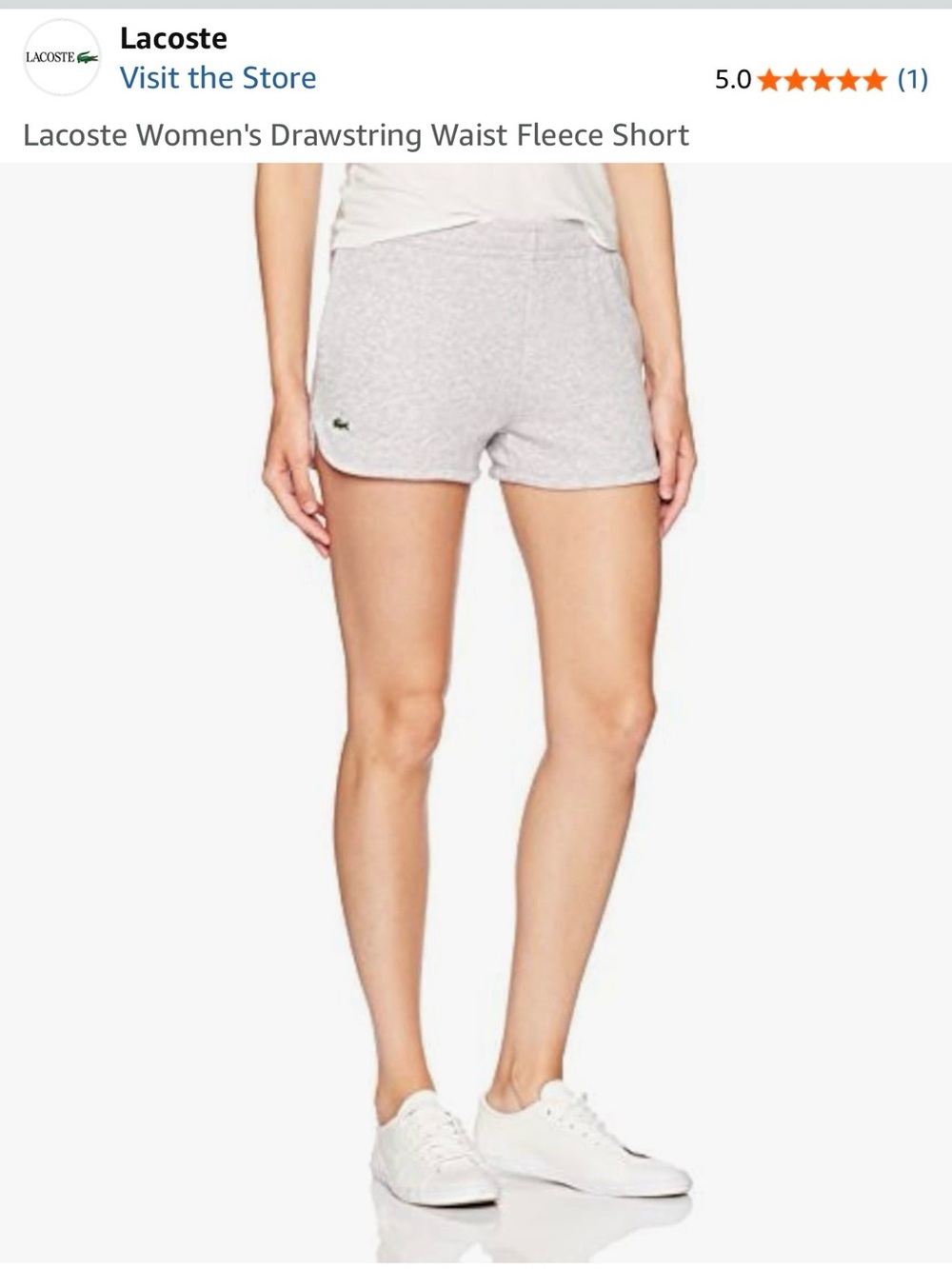 Lacoste Women's Light Gray Fleece Drawstring Shorts- cute for Pickleball